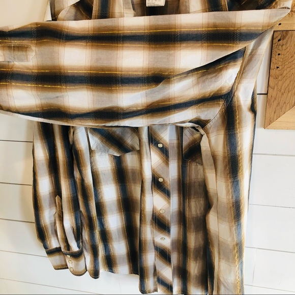 Wrangler Vintage Pearl Snap Plaid western shirt L - Picture 5 of 6